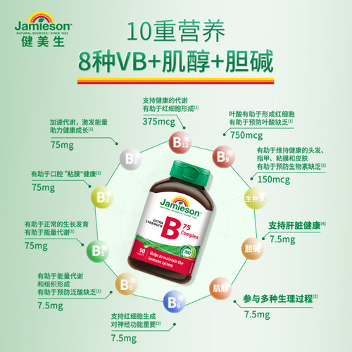 Jamieson健美生进口维生素b族肌醇胆碱复合b族熬夜补充vb营养活力 - 图1