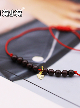 菟小菟会星座的兔子石榴石包金叶子水晶手工绳编脚绳闺蜜礼物脚链