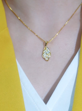 国潮金枝玉叶项链女镶钻树叶锁骨链轻奢高级感ins气质颈链不掉色