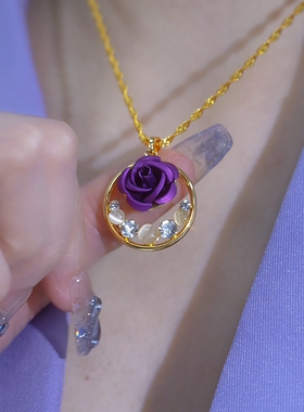 韩版高档毛衣链玫瑰花吊坠长款项链女衣服挂件时尚百搭配饰挂