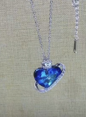海洋之星水晶项链爱心女锁骨链