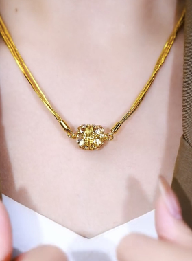 高级感磁吸镶钻多层锁骨链配饰有球必应高级感镶钻磁吸叠带项链女