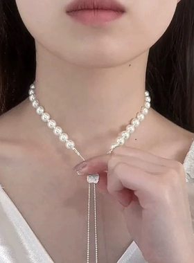 珍珠项链女2025新款爆款轻奢小众高级感锁骨链颈链毛衣链配饰
