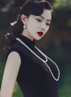 时尚珍珠毛衣链长款简约项链饰品