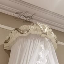 American Solid Wood Carved Bedroom Princess Room Bedside Decoration Crown Pure Solid Wood Engraving Bed Mantle Shelf Customizable