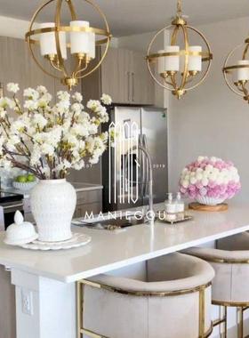 现代轻奢天然大理石甜品花边形家居客厅蛋糕餐盘置物装饰工艺摆件