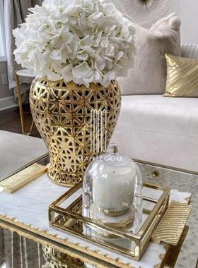 现代轻奢大理石家居客厅酒柜餐桌厅化妆收纳花瓶摆件装饰品工艺品