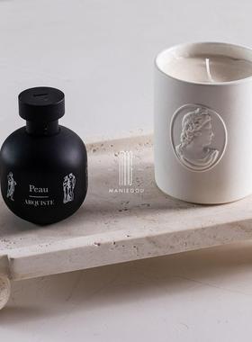 现代极简天然大理石餐桌厅点心果盘摆件装饰品工艺品置物收纳托盘