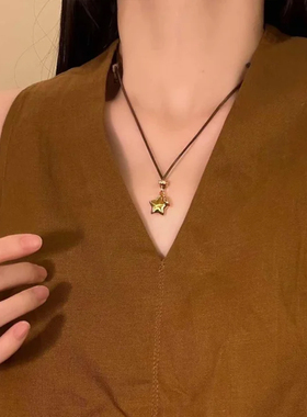 山沐手作「月伴星眠」复古星星月牙吊坠项链女2025新款秋冬毛衣链