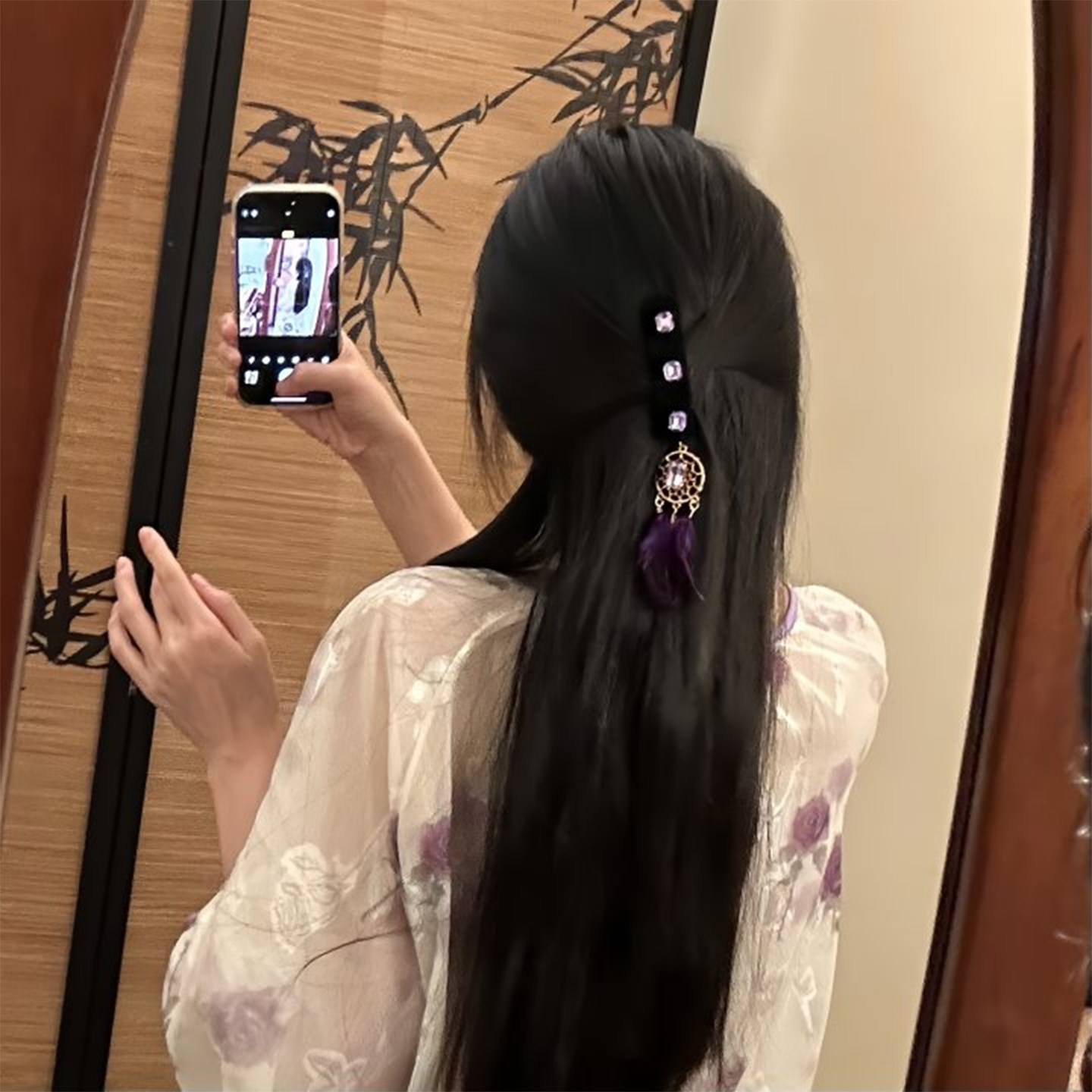 山沐手作「紫云之南」复古紫色羽毛流苏发夹女精致边夹民族风发饰,淘宝优惠券,粉丝福利购,淘宝优惠卷