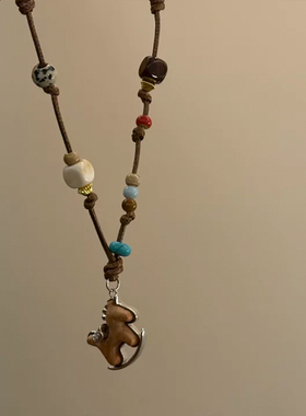 山沐手作「摇摇木马」复古串珠小马项链女秋冬长款毛衣链吊坠颈链