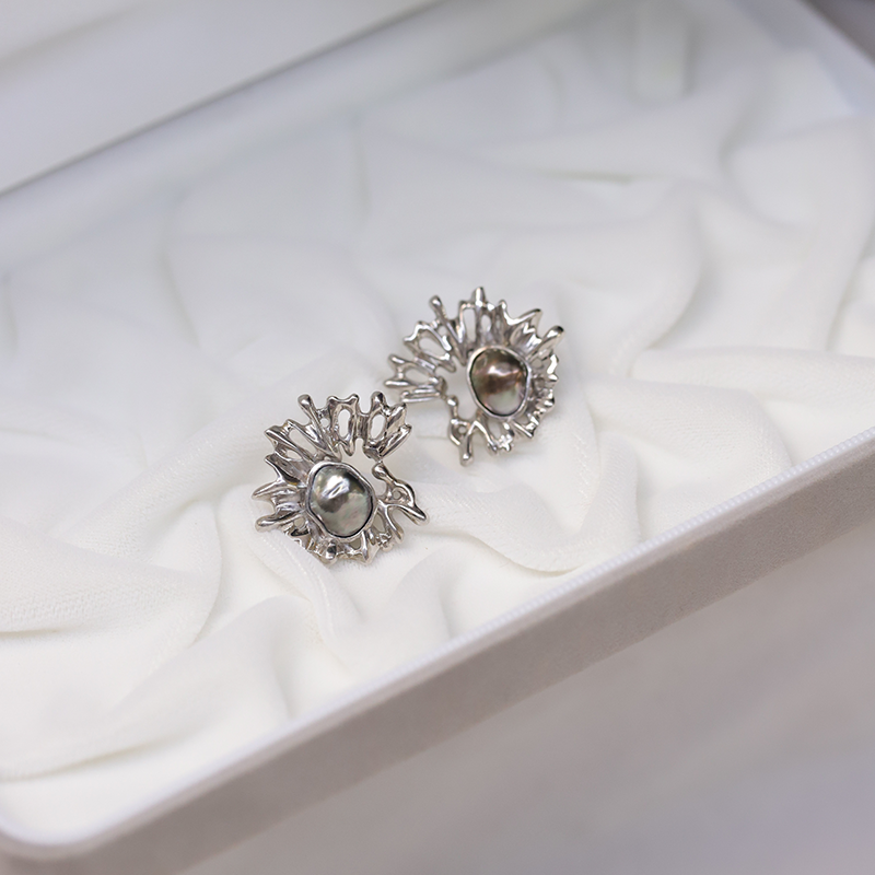 大溪地炫彩keshi黑珍珠925银个性定制款耳钉野生无核海水克旭珍珠,淘宝优惠券,粉丝福利购,淘宝优惠卷