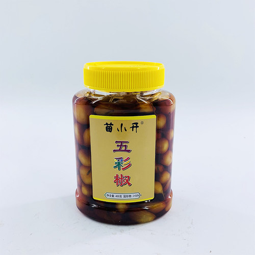苗小开广西特产香辣五彩椒酱腌菜泡椒灯笼椒400g瓶装开胃下饭辣椒 - 图2