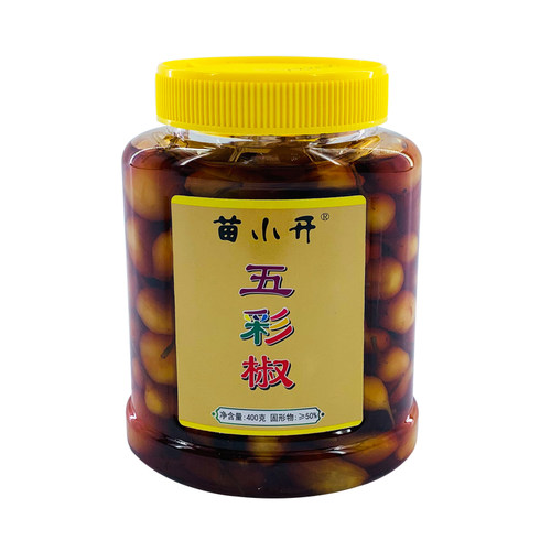 苗小开广西特产香辣五彩椒酱腌菜泡椒灯笼椒400g瓶装开胃下饭辣椒 - 图3