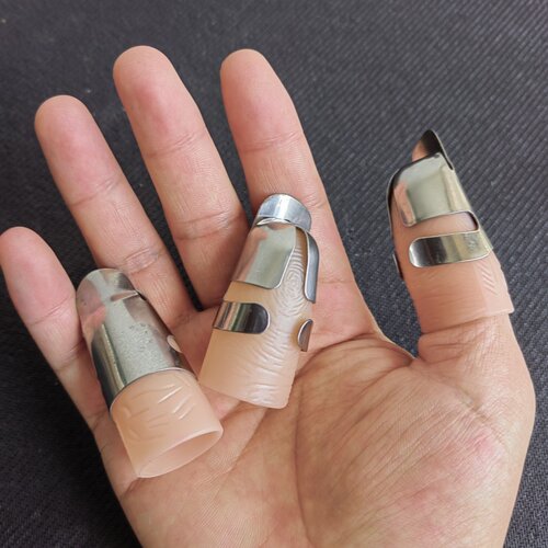 不锈钢护指甲剥器采摘毛豆摘菜摘辣椒多功能指保护套拇指刀器 - 图0