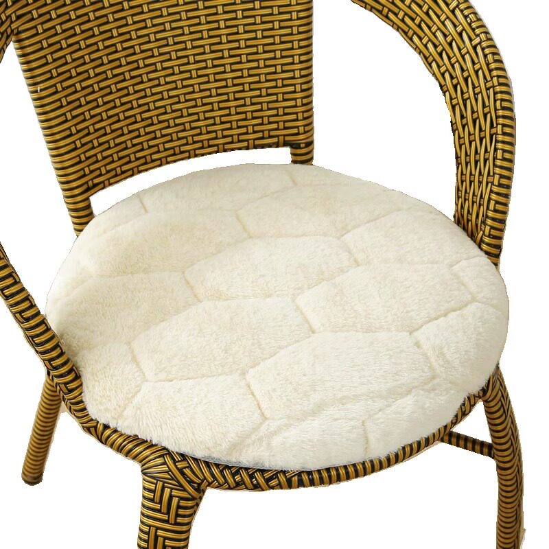 圆形椅子垫毛绒咖色坐垫加厚防滑客厅圆凳屁股垫学生宿舍凳子椅垫