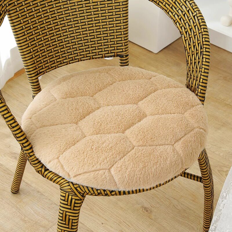 圆形椅子垫毛绒咖色坐垫加厚防滑客厅圆凳屁股垫学生宿舍凳子椅垫