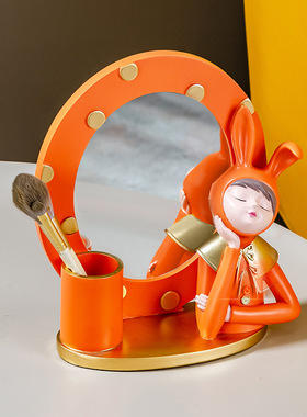 实力厂家卧室梳妆台装饰品摆件收纳结婚礼物样板间化妆台镜子女孩