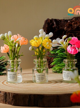 夜光花朵玻璃瓶 DIY小摆件清新车内装饰自制挂件微缩桌面造景装饰