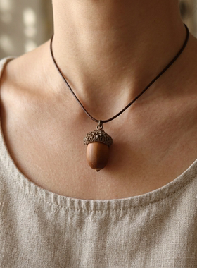 佑小姐橡果小众森系植物简约项链