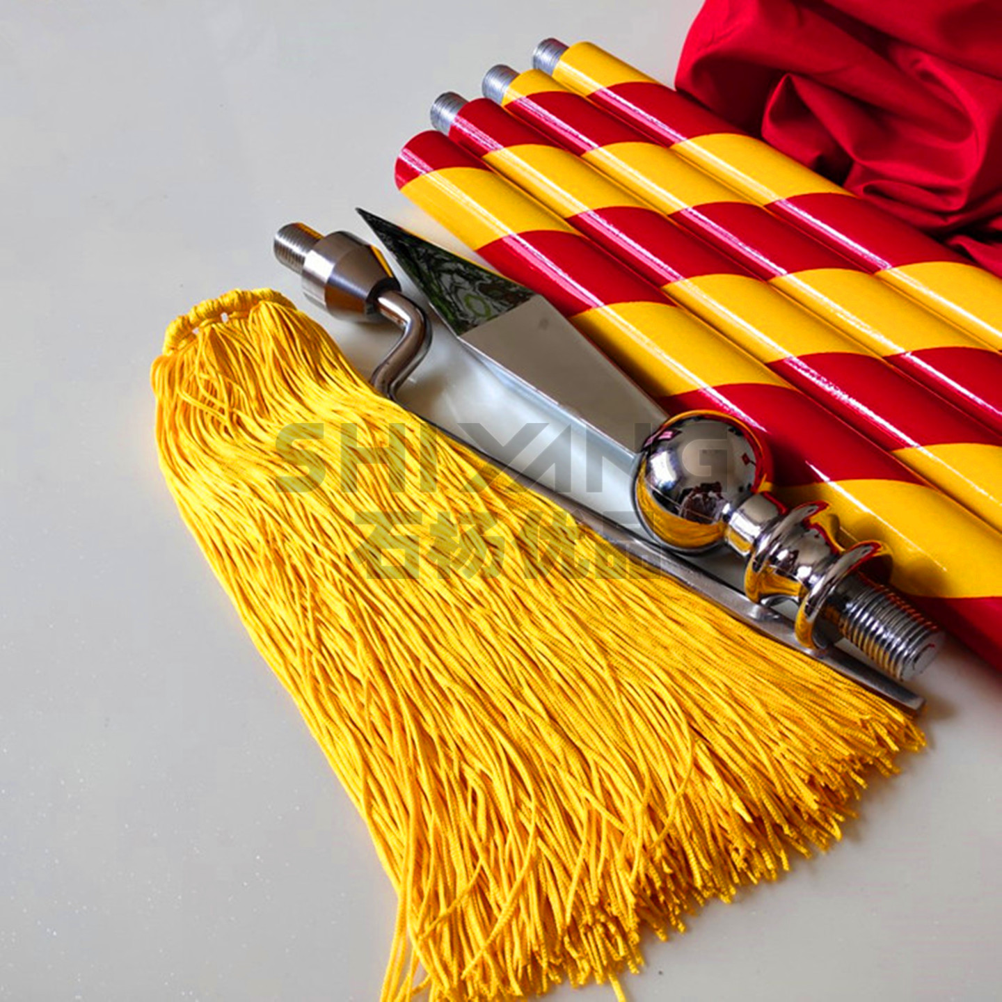 石杨优品擎旗领队仪仗队旗杆手持护卫队救援条纹旗杆授旗仪式枪头 - 图0