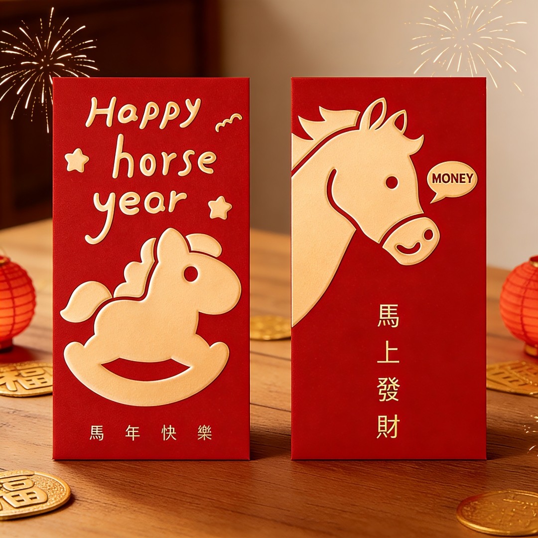 2026马年创意烫金利是封可爱萌马红包高档厚款大号方形亲奢麻将款,淘宝优惠券,粉丝福利购,淘宝优惠卷