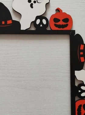 万圣节幽灵南瓜女巫木质门角室内家居门顶摆件木雕潮流万圣节