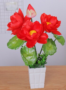 仿真荷花假花7色绢花鱼缸睡莲