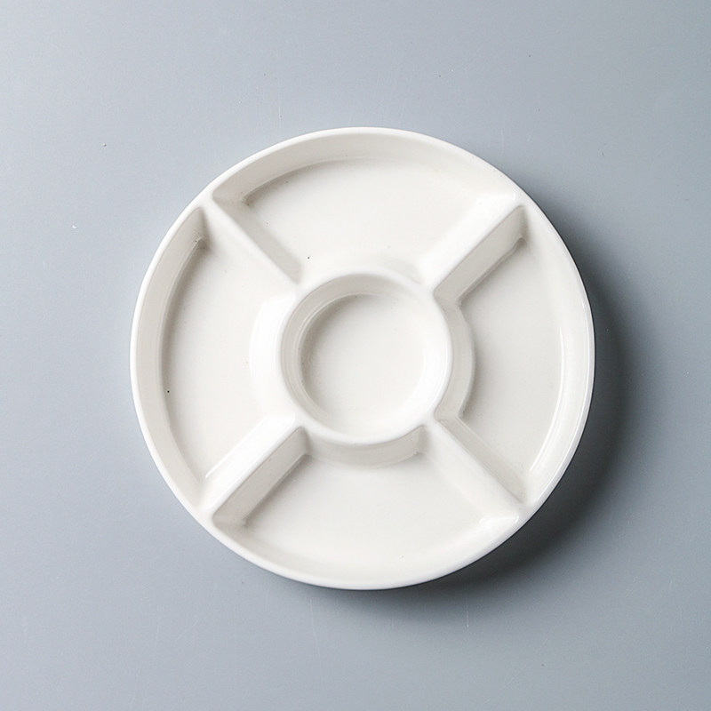 陶瓷直身餐厅酒店碟子圆形碟烤鸭配料碟子分格五格碟子小菜小吃碟,淘宝优惠券,粉丝福利购,淘宝优惠卷