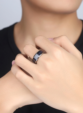 乌金戒指男食指指环潮流龙纹戒子单身戒钨金指环大号男戒定制刻字