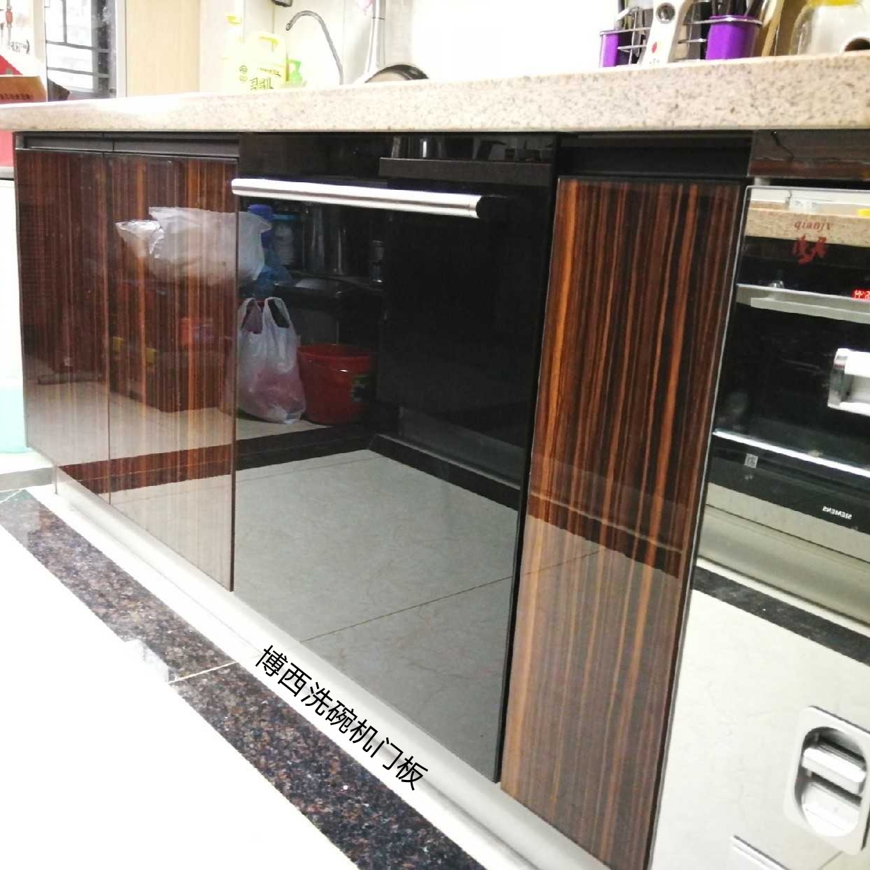 定制嵌入式冰箱洗碗机玻璃门板黑色白色面板自定义尺寸带拉手配件 - 图1