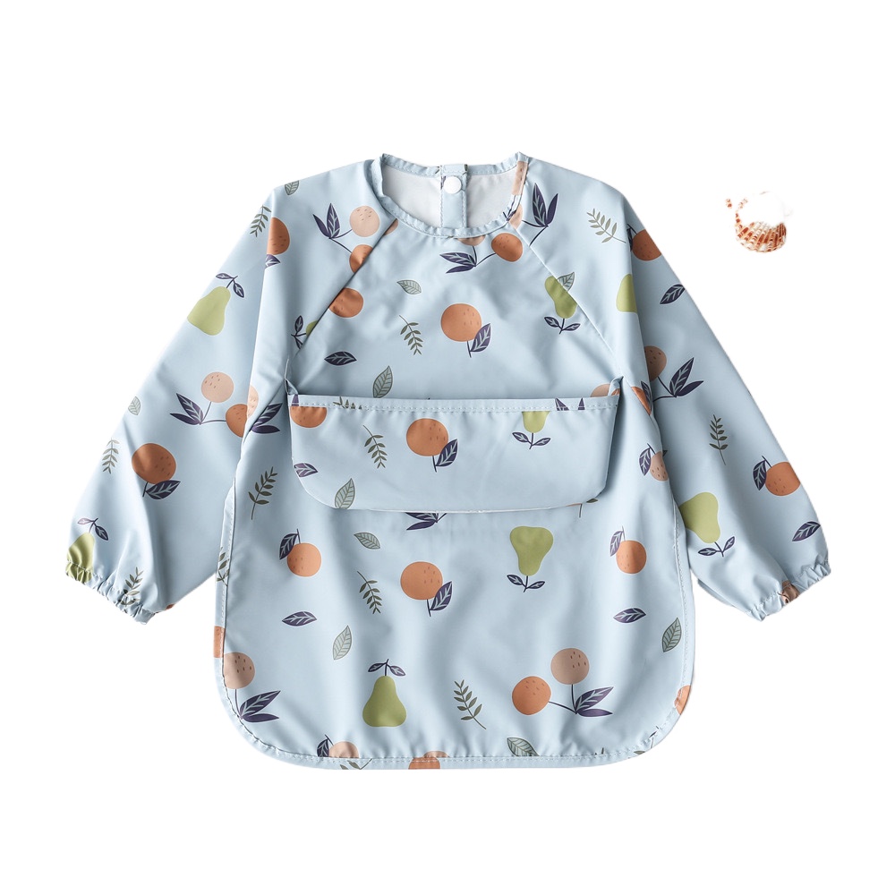 Danish new children's long-sleeved baby bibs for eating, waterproof and dirt-proof, baby bibs for painting and wearing backwards