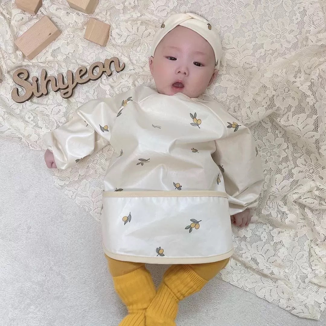 Korean children's eating smock full body waterproof reverse dressing baby eating bib 1-3 years old baby food supplement
