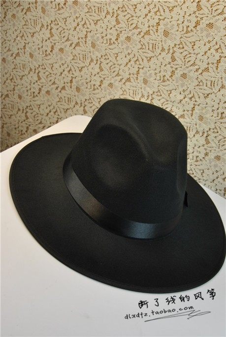 上海滩许文强复古黑色大檐英伦爵士帽礼帽男女士舞台成人表演帽子,淘宝优惠券,粉丝福利购,淘宝优惠卷