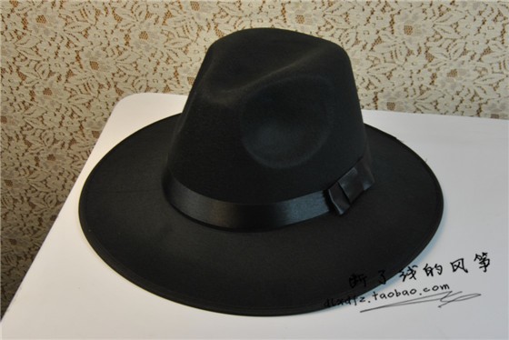 上海滩许文强复古黑色大檐英伦爵士帽礼帽男女士舞台成人表演帽子,淘宝优惠券,粉丝福利购,淘宝优惠卷