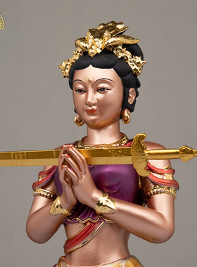 九天玄女神像树脂金缕彩