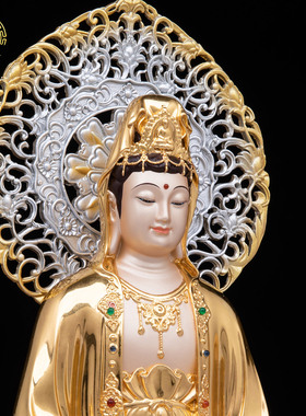 观音菩萨禅思观音供奉铜摆件