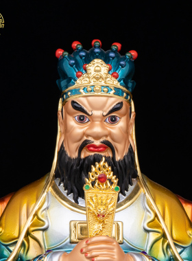 中式铜制三官大帝神像保平安摆件