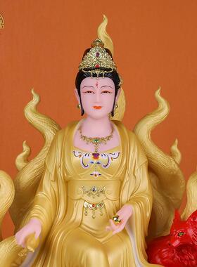 汉白玉九尾娘娘神像桌面摆件