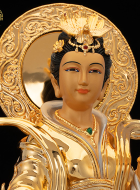 九天玄女神像铜鎏金保平安