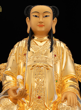 三茅真君神像著金掐丝嵌钻