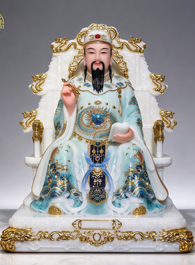 文昌帝君神像汉白玉彩绘文曲星君