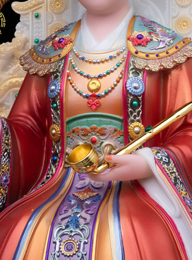 碧霞元君神像汉白玉供奉摆件