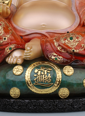 笑口常开招财铜彩绘弥勒佛摆件