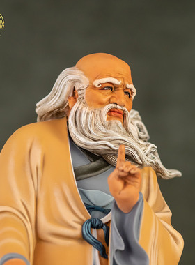 纯铜彩绘老子神像中式禅意摆件