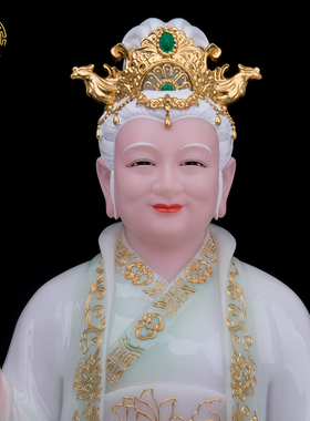 泰山奶奶神像汉白玉坐山款