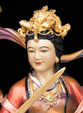 九天玄女新款女神像铜彩绘摆件