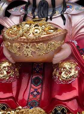 财神爷聚宝盆汉白玉神像供奉摆件
