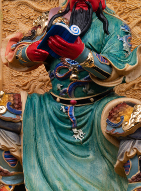 木雕关圣帝君神像关公文财神摆件