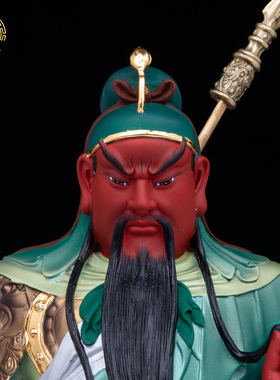 关公武财神铜彩招财摆件